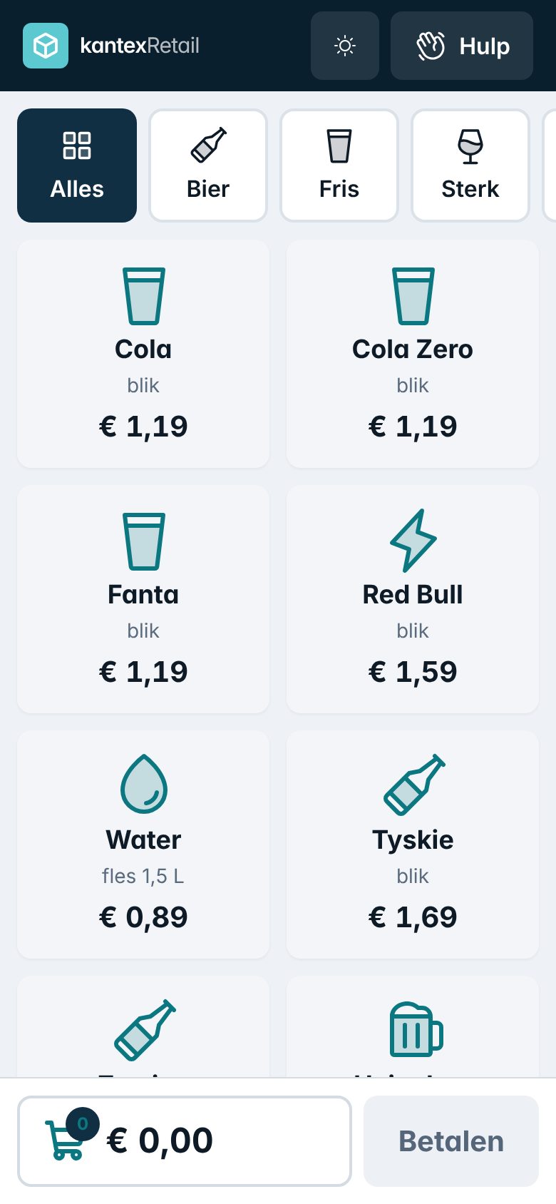 Kantex kassa op een telefoon